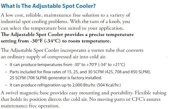 what is a Single Point Adjustable Spot Cooler?