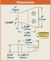 Stainless steel 2” flat super air nozzle with 1/4” BSP and 624g force