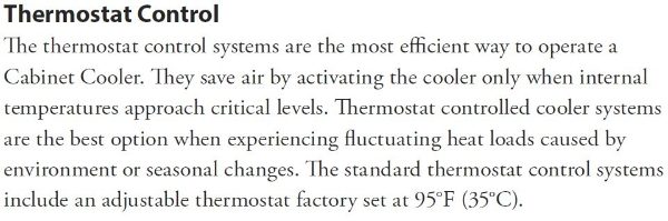 Exair Cabinet Cooler Thermostat Control