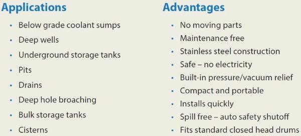 applications and advantages of this high lift drum vac